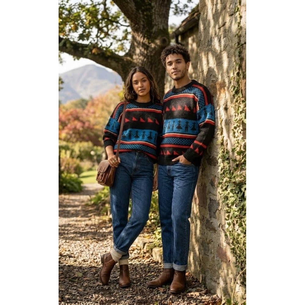 Artesanias Pachamama Alpaca Wool Folk Art Knit unisex oversized L women M Men